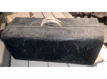 Unusual Tin And Wood Carrying Travel Suit  Case