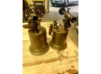 Two Antique Brass Torches 1920's