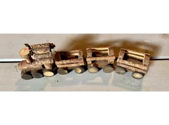Cute Kids Wooden Train Made Out Of Small Logs 10 Inches  Long
