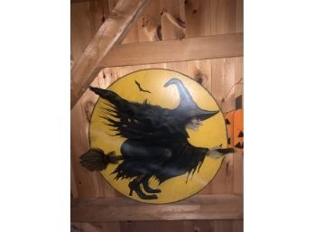 Vintage Large Wooden Halloween Wall Decor Signed By The Artist.