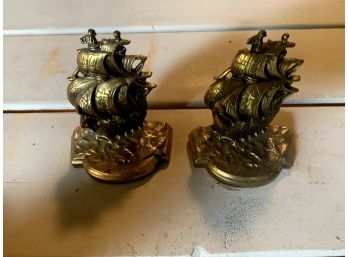 A Galleon In The Time Of Elizabeth Brass Ship Bookends