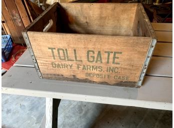 Vintage Tool Gate Dair Farms Deposit Crate  With  Steel Edging And Supports