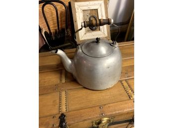 Antique Griswold Aluminium Tea Kettle With Wooden Handle