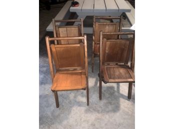 Set Of 4 Vintage Wooden Small Folding Chairs