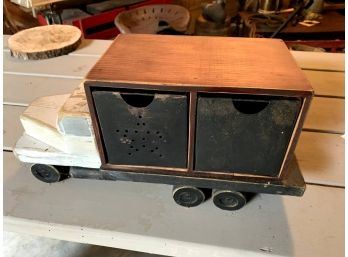 Vintage Wooden Truck Carrying Two Metal Containers