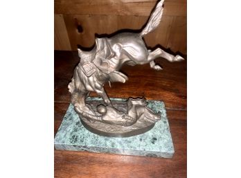 After Frederic Remington Bronze Statue On Marble #2