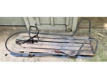 Awesome Antique Bobsled In Working Condition Easy To Steer! Wood And Metal!