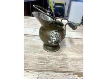 Cute Copper Pitcher With Lion And A Wooden Handle