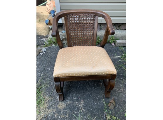 Unique Cane Back Short Arm Chair With Upholstered Seat