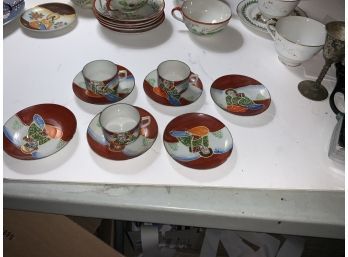 Vintage Hand Painted Japan Demitasse Cups And Saucers