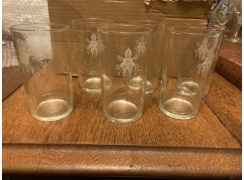 Lot Of 6 Small Drinking Glasses With Crests