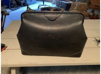 Large Antique Leather Carry Bag