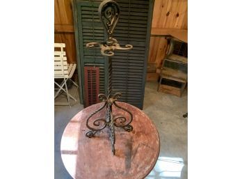 Beautiful Ornate Antique  Iron  Fireplace Tool Holder With A Beautiful Twist Design!