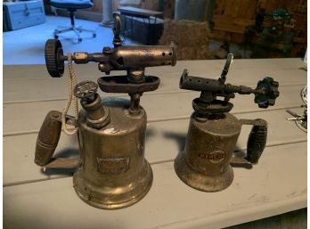 Pair Of 2 Antique Brass Torches