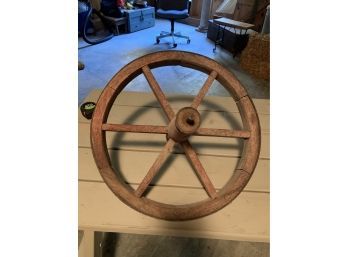 20 Inch Antique Wooden Wheel With Iron Band