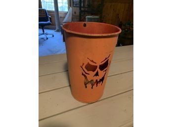 Spooky Halloween Metal Bucket Candle Holder