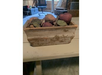 Lot Of Faux Fruit In A Rustic Country Box, Awsome Decor!