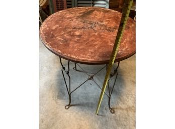 Antique 1920's Ice Cream Parlor Style Table With Twisted Steel Legs