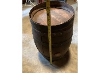 Antique Wooden Keg Barrel With Iron Straps