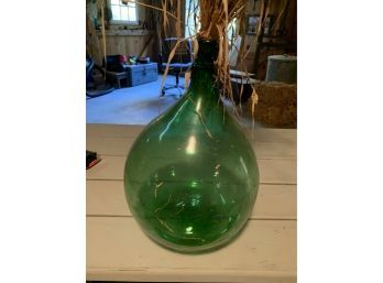 Vintage Green Transparent Glass Jug, Great Vase