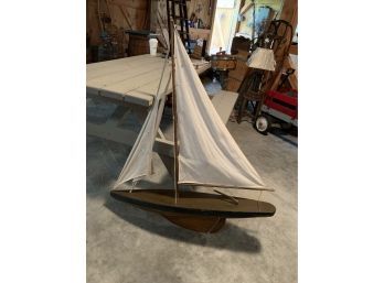 Vintage Large Wooden Model Sail Boat, Very Good Condition