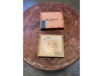 Two Vintage Cigar Boxes And A Cigar Cutter