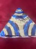 !!! Triangle Kosta Boda Ulrica Hydman Vallien Candle Holder Blue Zebra Striped