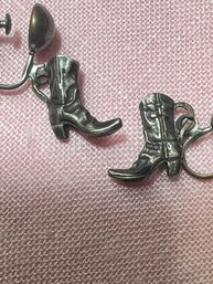 Vintage Sterling Silver Cowboy Boots Earrings