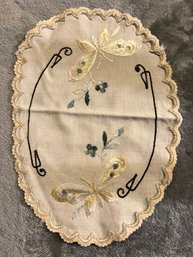 Vintage Butterfly Embroidered Linen Panel