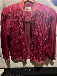 !! Vintage Rhoda Lynne Silk Track Suit Bomber Jacket Medium Windbreaker