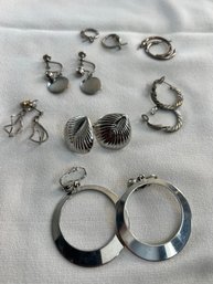 Lot Of Assorted Silver Toned Earrings