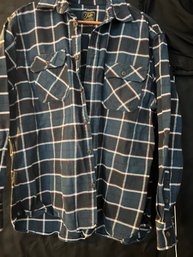 Vintage Jachs Midweight Blue Checkered Button Up Flannel Shirt Size XL