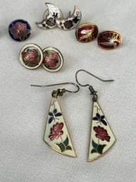 Five Pair Of Cloisonne Earrings