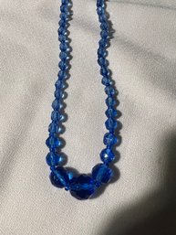 Stunning! Blue Multi Faceted Crystal Bead Necklace