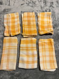 Six Vintage MCM 10 1/2 X 10 1/2 Washcloths Gold Orange