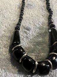 Stunning Black Glass Statement Necklace
