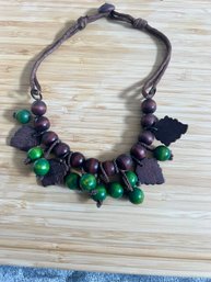 Vintage Wood And Rope Necklace