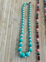 Pastel Colored Glass Stone Bead Necklaces