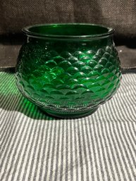 Vintage E.O. Brody Green Glass Planter Bowl Fish Scale Textured 5'  USA G100