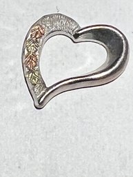 10k Gold And 925 Sterling Silver Heart Pendant Weight 2g