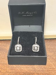 Macys Sterling Silver Marcasite Earrings Marked 925