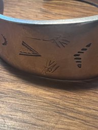 Heavy Vintage Native American Silver Tone Cuff Bracelet  Cuff 54g
