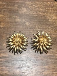 Vintage Coro Gold Tone Starburst Earrings