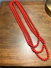 Vintage Richelieu Multi Strand Red Necklace