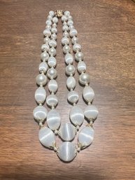 Vintage Plastic Necklace Shiny White