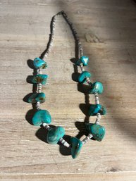 Turquoise Chunk 18 Inch Necklace With Toggle Closure