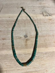 Turquoise Beaded Heishi Necklace 16'