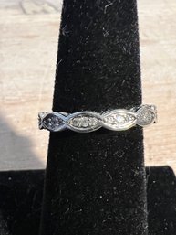 Sterling Silver Ring 925 With Diamonds Filigree Look