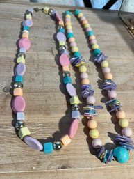 Pair Of Interesting Pastel 24 Inch Necklaces  Costume