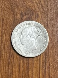 1883 UK Great Britain United Kingdom QUEEN VICTORIA Shilling Silver Coin